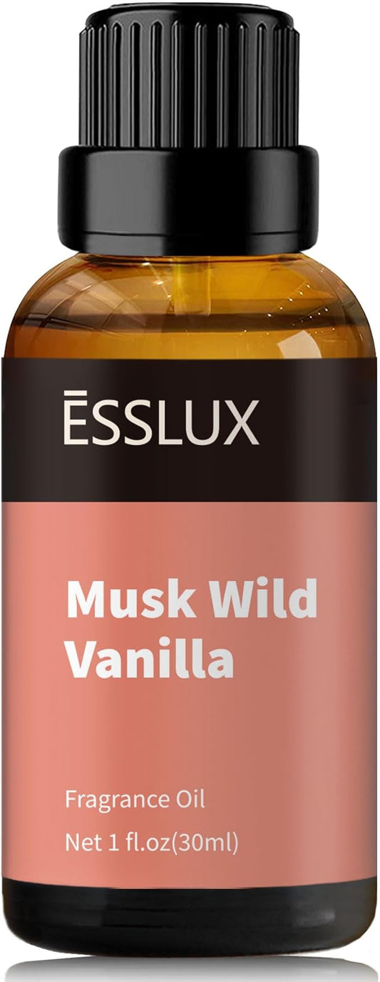 Musk Wild Vanilla Fragrance Oil, ESSLUX Large Single Essential Oil 30ml, Aromatherapy Candle Making Scents, Middle Eastern Scented Oils for Home for Diffuser, Massage, Soap, Perfume, Humidifier ESSLUX