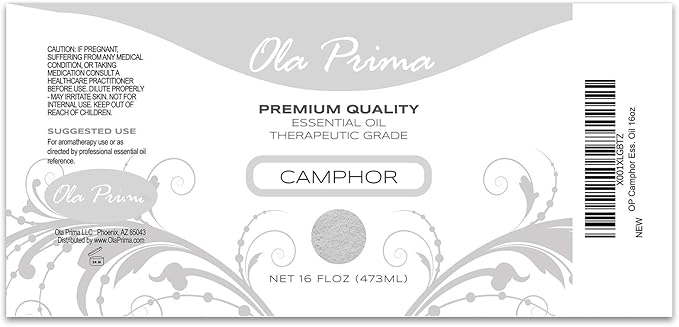 Ola Prima Camphor Essential Oil for Aromatherapy, Diffuser, Freshener (16 oz Bulk) - Bloomnest
