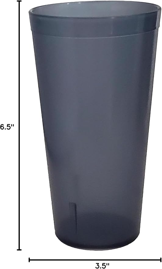Party Outlaw Gray Plastic Cup Tumblers 6 Pc 20oz Lightweight, Heavy Duty Stackable Cafe Style Plastic Glasses. Reusable & Dishwasher Safe Ice Tea & Water Cups - Bloomnest