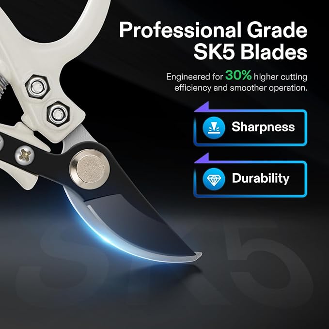 VIVOSUN Garden Shears, Lightweight Plant Pruners for Gardening, Bypass Pruning Shears for Cutting Flowers, Trimming Branches, Indoor Plant Shears, Stylish Q-Shaped Garden Tools for Women Men - Bloomnest