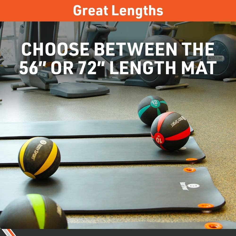 Body Sport 1/2 Inch Non-Slip Exercise Mat with Carry Strap for Men & Women - Thick Foam Surface for Yoga, Pilates, Fitness, and Aerobics - Home & Gym Workouts