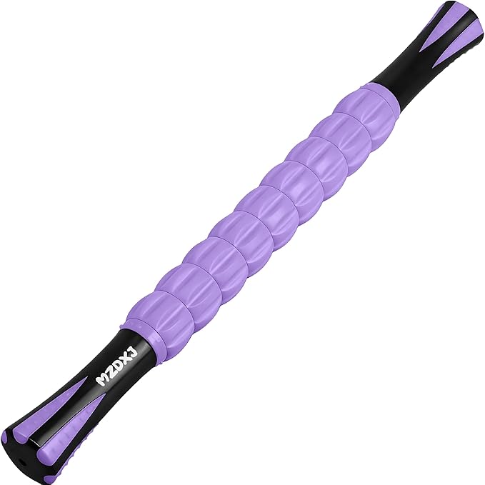 Muscle Roller & Massage Roller Stick for Athletes - Lymphatic Drainage Support, Relieves Muscle Soreness, Cramping & Tightness - Targets Legs, Arms, Back & Calves （Purple - 18inch） - Bloomnest