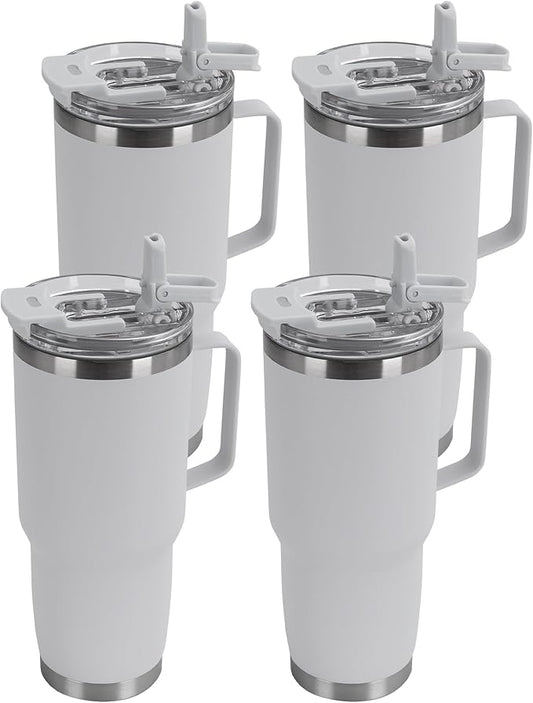 HASLE OUTFITTERS 30oz Tumbler Bulk with Handle, Insulated Travel Coffee Mug Set with Handle Leak-Proof Double Wall Stainless Steel Vacuum Tumblers Pack Metal Cup for Hot and Cold Drink - Bloomnest