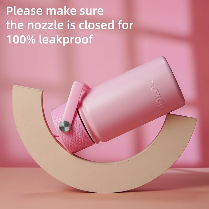 BJPKPK Insulated Water Bottle with Straw Lid, 15oz Cute Water Bottles, Stainless Steel Metal Thermo, Reusable BPA Free Leak Proof Tumblers, Cups,Pink - Bloomnest
