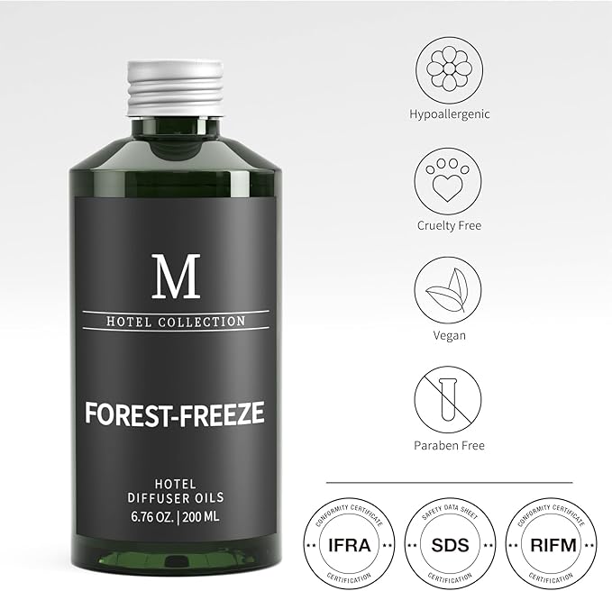 Hotel Collection Diffuser Oil- 6.76 Fl Oz/200ML-Forest-Freeze,Luxury Essential Oils for Diffuser Refill & Machines,Bigger Bottle, Bolder Aroma, Longer Lasting - Bloomnest