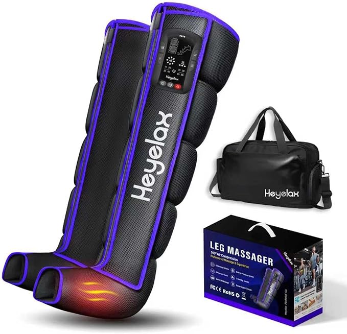Air Compression Leg Massager for Circulation and Pain Relief FSA, Recovery Boots Sleeve for Fast Therapy, Cordless Leg Massager with Heat as Ideal Gifts for Men Women (Large,2-Pack) - Bloomnest