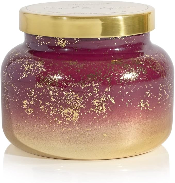 Capri Blue Glimmer Jar Candles - Luxury Holiday Scented Candles for Home - Long Lasting Soy Wax Blend - Scented Holiday & Home Decor - Tinsel & Spice Signature Jar (19 oz) - Bloomnest