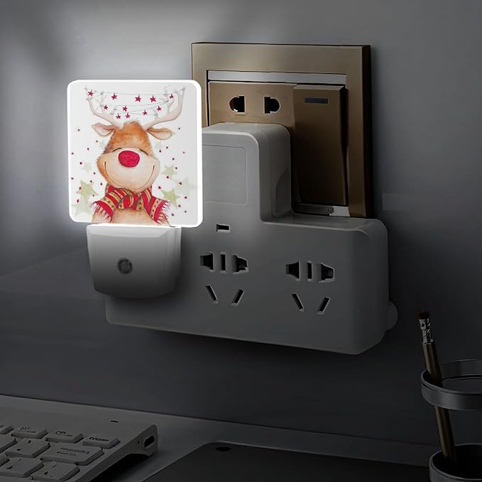 Christmas Deer Night Light, Plug into Wall Decor Nightlights for Bedroom, Bathroom, Hallway, Kitchen, with Dusk to Dawn Light Auto Sensors LED Night Lights for Boys Girls Women Men Room Gifts - Bloomnest
