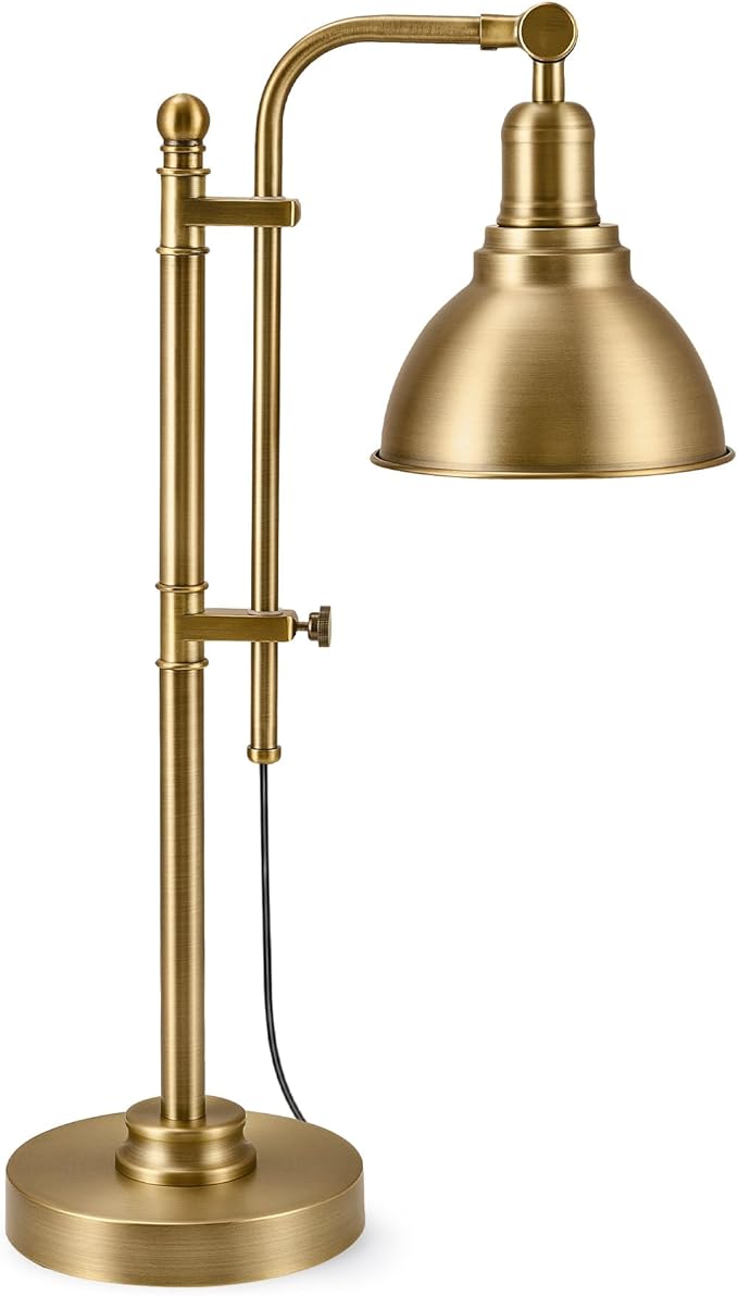 VONLUCE Rustic Desk Lamp Gold Adjustable, Industrial Style Metal Task Lamps 25"-29", Vintage Work Light, Farmhouse Reading Lamp in Brushed Gold Finish, ETL Certificate - Bloomnest