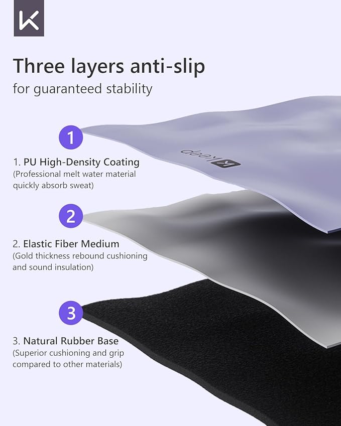 KEEP Professional Yoga Mat with Strap for Men and Women, 5mm Heavy High-Density Natural Rubber Mat for Premium Material Superior Grip, Non-Slip, Eco-Friendly 72"x26" Exercise Mat - Bloomnest