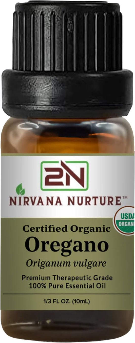 Oregano Essential Oil, USDA Certified Organic, 100% Pure Undiluted, Aromatherapy Oil for Diffuser, Hair & Skin Care NirvanaNurture