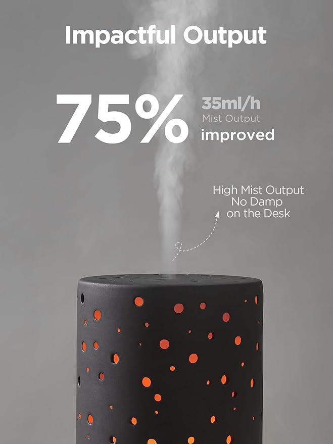InnoGear Essential Oil Diffuser, 150ml Ceramic Diffuser Ultrasonic Air Diffusers Humidifier Cool Mist Aromatherapy Diffuser with 2 Mist Modes Waterless Auto Off for Home Office, Black - Bloomnest