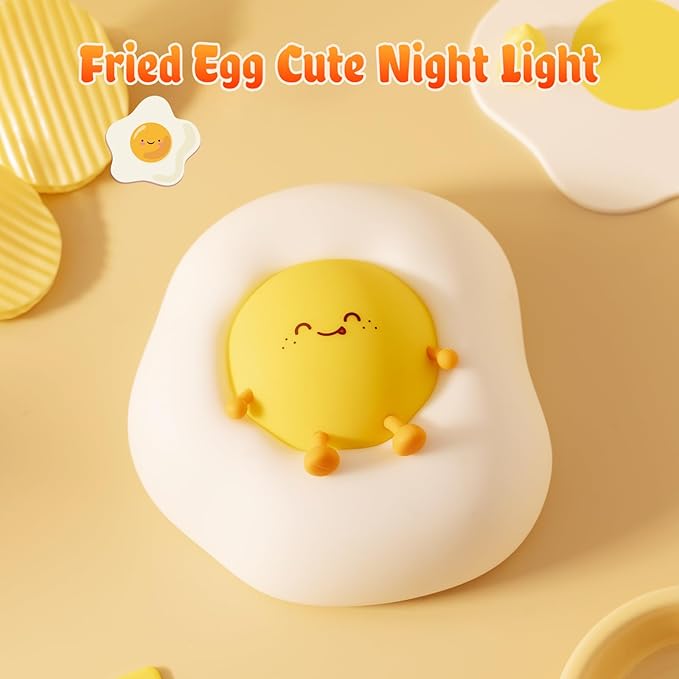 Egg Night Light for Kids,Toddler, Baby Nursery, Cute Nightlight Silicone Lamp for Sleeping Companion, Auto Off 30Min Timer, Cordless Rechargeable Battery - Bloomnest