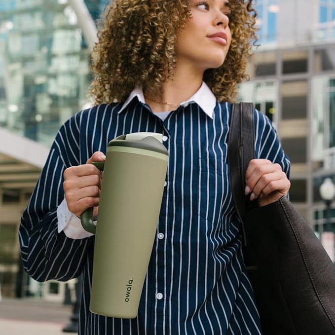 Owala FreeSip Tumbler Insulated Stainless Steel Water Bottle with Built-in Straw and Side Handle, For Travel, Work, School, and Sports, 40oz, BPA Free, Leak Proof, Strawberry Fields Owala