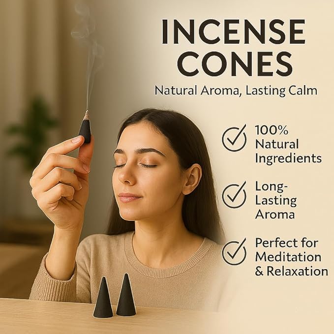 Yajna Rose 100%-Natural-Incense-Cones Handmade-Hand-Dipped Organic-Chemicals-Free for-Purification-Relaxation-Positivity-Yoga-Meditation The-Best-scents (20 Count) Yajna