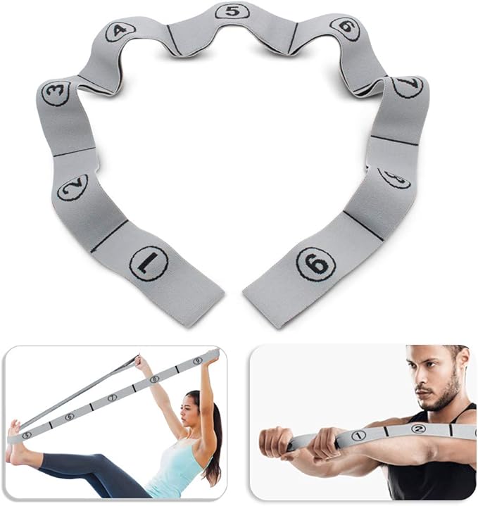 Stretch Strap, Elastic Yoga Stretching Strap, Multi-Loop for Physical Therapy, Pilates, Yoga, Dance & Gymnastics Exercise and Flexible Pilates Stretch Band - Bloomnest