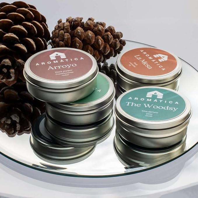 Bluecorn Aromática Scented Candle Sample Tin Set – 7 Clean, Luxurious Fragrances - Coconut Wax - Clean Fragrance & Essential Oils - 6hr Burn Time - Handmade in Colorado Since 1991 - Bloomnest