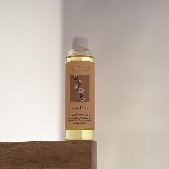 Cocorrína Reed Diffuser Refill - Clean Linen 6.7 oz. Scented Oil for Reed Diffuser Home Fragrance for Bedroom, Bathroom Home Decor - Bloomnest