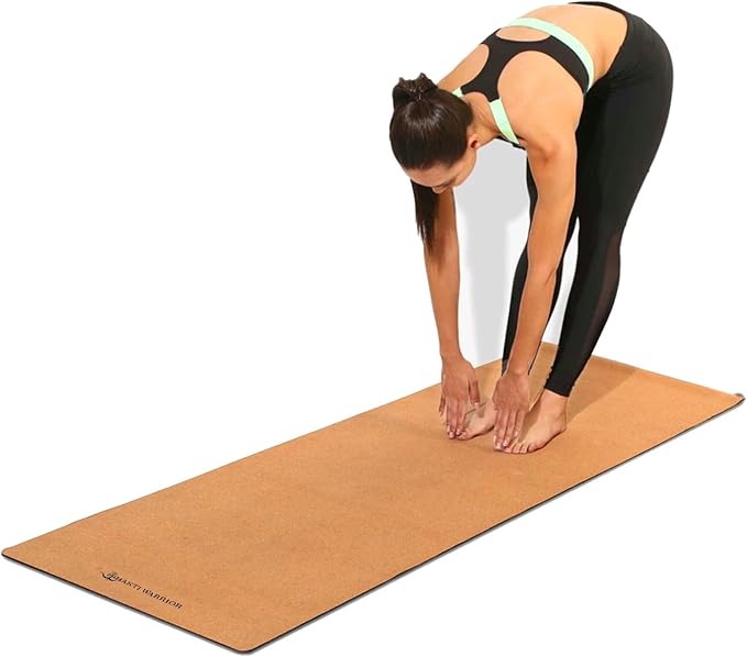 Shakti Warrior Cork Yoga Mat - Artist Designed, Premium Printed Eco-Friendly Non-Slip mat, Great for Regular & Hot Yoga, Pilates, Workouts 72 inch x 24 inch x 3mm Thick - Bloomnest