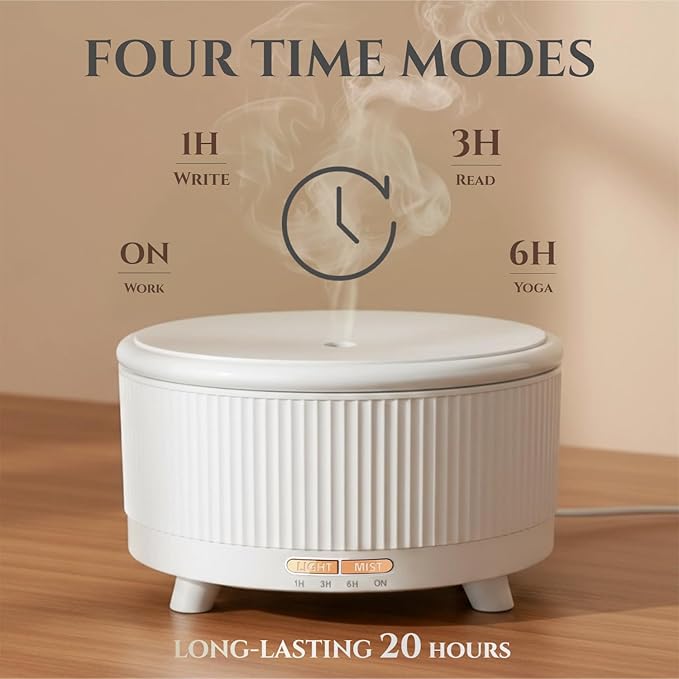 500ML Large Capacity Essential Oil Diffuser, Ultrasonic Aromatherapy Diffuser with 7 Color LED Lights with Remote Control, Cool Mist Humidifier, Timed Mist, Auto Shut-Off (Minimalist White) - Bloomnest