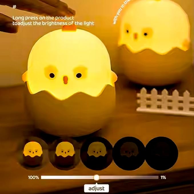 Easter Chick Egg Night Light - Dimmable 7-Color LED Nursery Lamp for Babies, Soft Silicone Touch Eggshell Decor for Easter Basket, Bedroom & Kids Room, Easter Gifts & Birthday Presents - Bloomnest