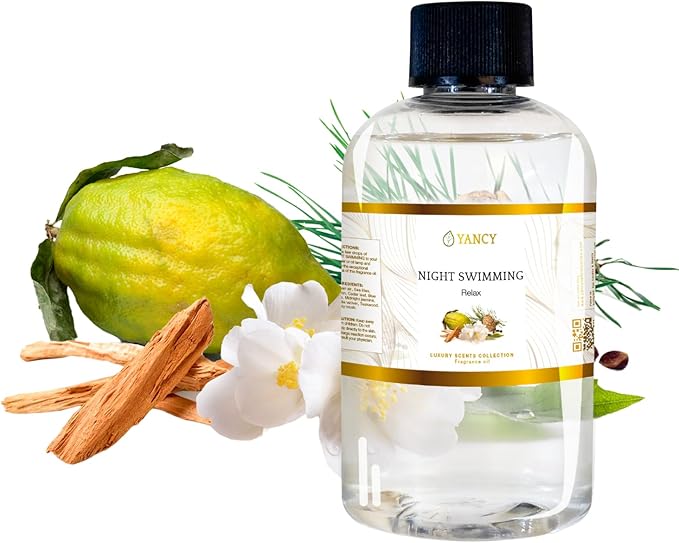 YANCY Night Swimming Luxury Collection Fragrance Oil (4 oz), Fresh Marine and Floral Scent, Soothing Aroma for Diffusers, Oil Burners & Aroma Lamps, Ideal for Nighttime Relaxation YancySpa