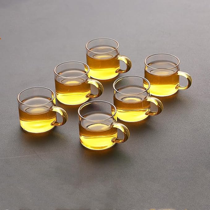 Mozeo Glass Semi-automatic Tea Set Wooden Glass Tea Set Water Diversion Rotating Cover Bowl Lazy Tea Maker Teapot Kungfu Fu teacup (6pcs Tea Cups)