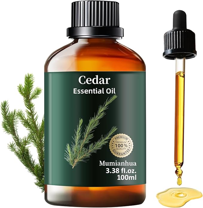 Pure Cedarwood Essential Oil, Mumianhua Natural Cedarwood Oil for Hair, Skin, Diffuser, Aromatherapy, Bedroom Atmosphere, Woodland Aroma, Evening Diffusion, Soap Making, Blends 3.38 Fl Oz - Bloomnest
