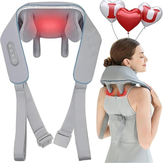 Deep Kneading Neck and Shoulder Massager with Heat - 5D Cordless Mini Shiatsu Neck Massager for Pain Relief Deep Tissue - Gifts for Men Women Stress Relax at Home Office and Car - Bloomnest