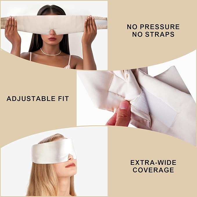 Silk Sleep Mask Champagne – 100% Mulberry Silk Luxury Eye Mask, Total Light Blocking, Breathable & Comfortable for Restful Sleep, Elegant Design – Ideal Gift for Sleep Lovers & Travelers
