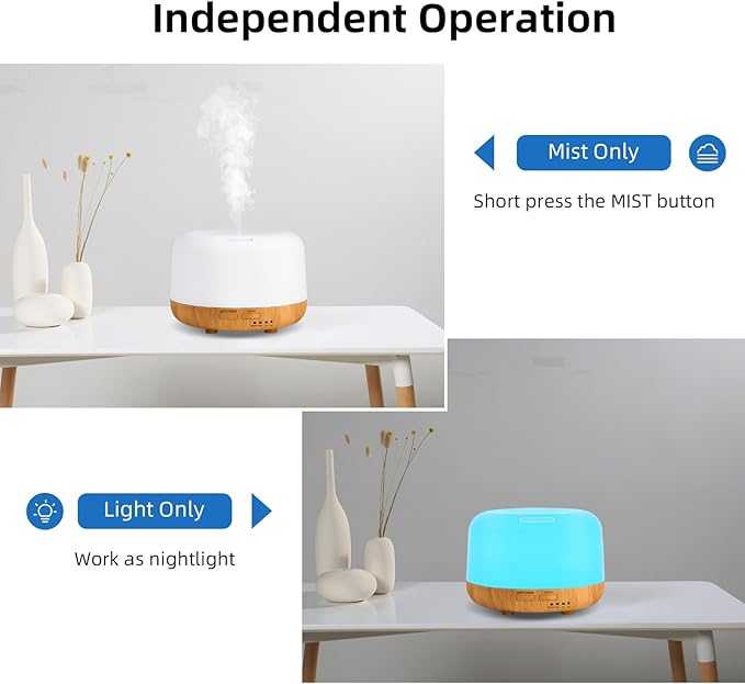 Aromatherapy Essential Oil Home Diffuser with Remote Control, 300ML Large Room Cool Mist Air Humidifier, 8 Hours Quiet Operation, Timer, 7 Colors LED Night Night，Suitable Home,Yoga. - Bloomnest