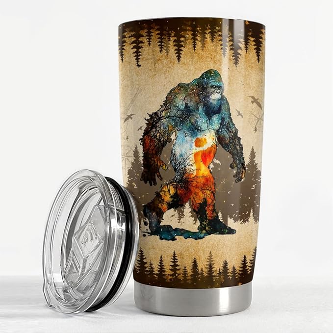 SANDJEST Bigfoot Tumbler Cup 20oz Sasquatch Gifts for Men Stainless Steel Insulated Tumblers Coffee Travel Mug Gift for Birthday Christmas - Bloomnest