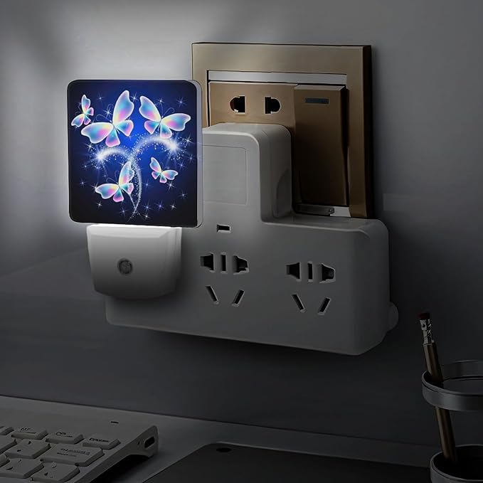 Butterfly Night Light, Plug into Wall Decor Nightlights for Bedroom, Bathroom, Hallway, Kitchen, with Dusk to Dawn Light Auto Sensors LED Night Lights for Boys Girls Women Men Room Gifts - Bloomnest