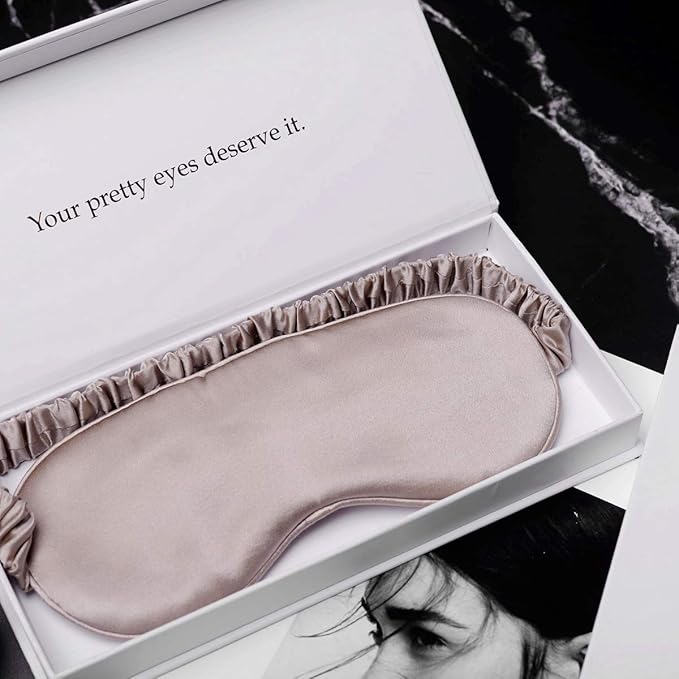 Silk Sleep Mask Light Blocking Luxury 100% Mulberry 19mm Silk Eye Mask Eye Cover Blindfold Ultra Soft Light & Comfy Anti Aging Skin Care with Travel Bag Gift Package - Bloomnest