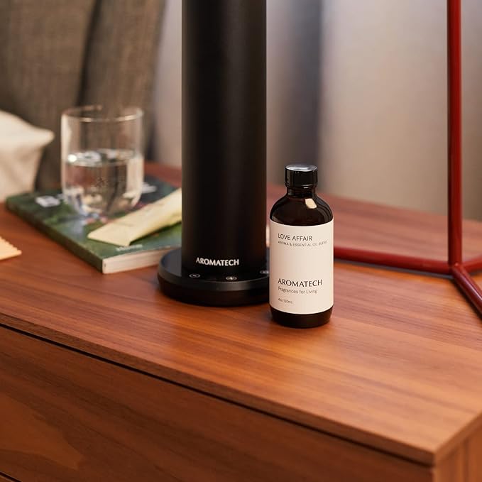 AromaTech Love Affair Aroma Essential Oil Blend: Luxury Hotel Inspired Aromatherapy with Jasmine, Saffron, Cedar & Amber for Ultrasonic Diffusers & Nebulizers - 4 fl oz, 120 mL - Bloomnest