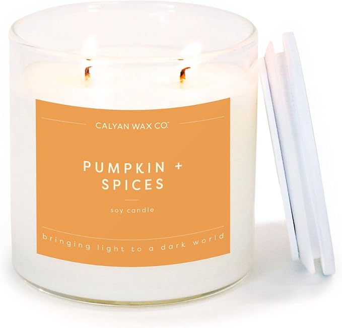 Calyan Wax Co. 2 Wick Candle, Pumpkin + Spices Scented Candle, 37 Hour Burn Time, Aromatherapy Soy Candles, Non Toxic & Vegan Soy Wax, Glass Tumbler Scented Candles, 12.5oz - Bloomnest