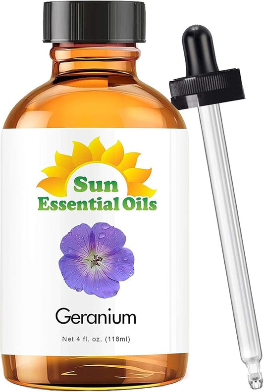Sun Essential Oils Geranium Essential Oil – Pure Geranium Extract Aromatherapy Oil (4 Fl Oz) - Bloomnest
