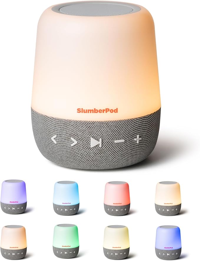 SlumberPod SlumberCalm 2-in-1 Sound Machine with Light for Kids | Baby Sleep Soother | White Noise Machine Baby | Nature Sounds | 8 Night Light Colors | Sound Machine | Rechargeable - Bloomnest