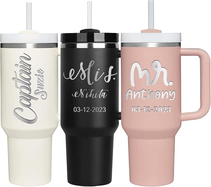 Personalized Tumbler with Name Text, 40oz Personalized Cups with Lids & Straws,Custom Tumblers Personalized Coffee Tumbler Mug Personalized Gifts for Christmas Birthday - Bloomnest