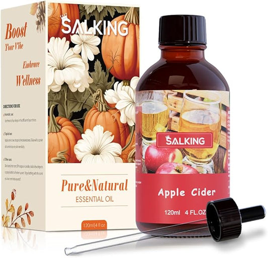 SALKING Apple Cider Fragrance Oil, 120ml (4 Fl Oz) Premium Essential Oils for Diffuser, Candle Scents for Candle Making, Soap Making Supplies, Autumn Scented Diffuser Oil, Halloween Thanksgiving Gift - Bloomnest