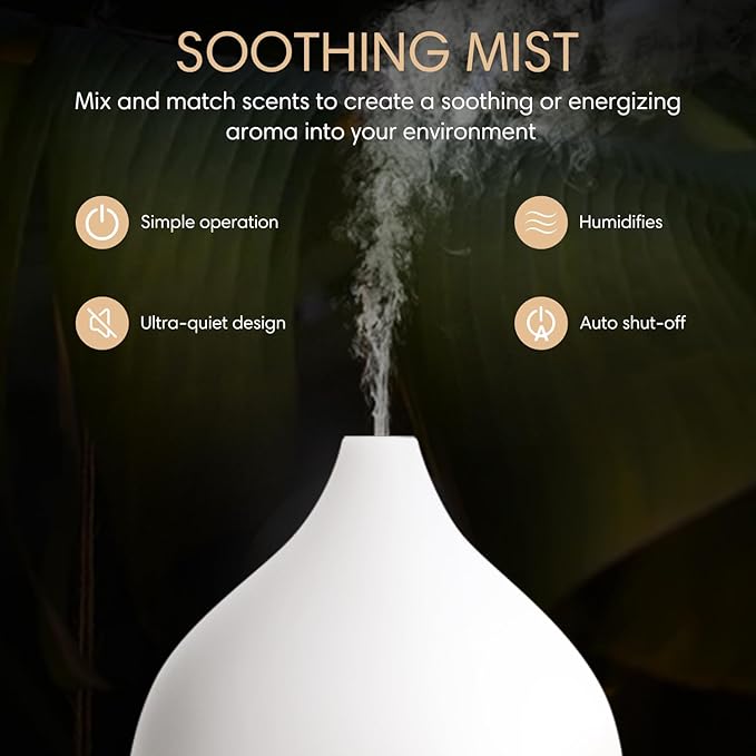 SALKING Essential Oil Diffuser, 100ml Small Aromatherapy Diffuser with Auto Shut-Off Function, Ultrasonic Diffusers for Essential Oils, Cool Mist Humidifier with Warm White Lights, for Office Home - Bloomnest