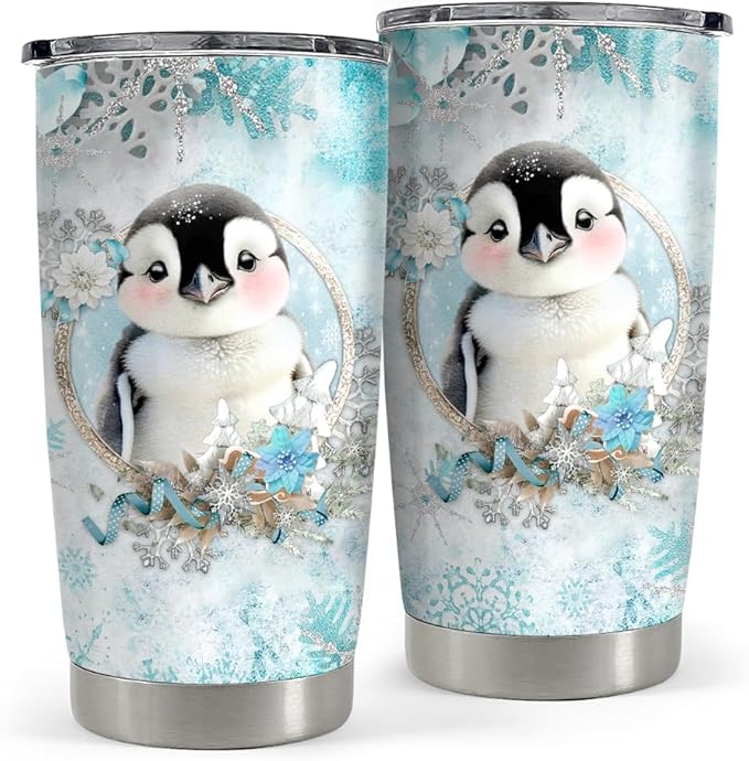 Penguin Tumbler 20oz Stainless Steel Insulated Coffee Travel Mug Cup for Women Girls Penguin Gifts for Birthday Christmas - Bloomnest