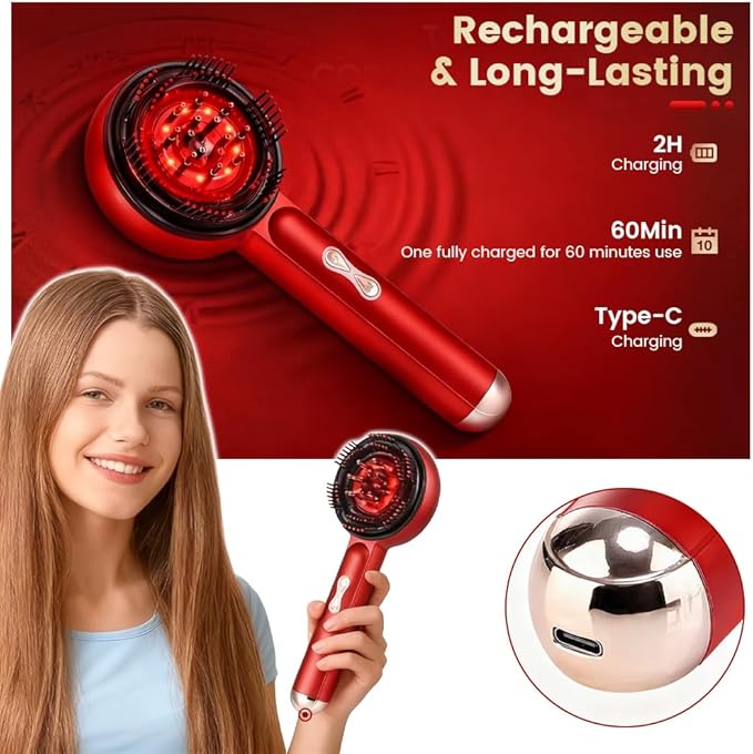 3-in-1 Scalp Massager for Hair Growth, Electric Hair Oil Applicator with EMS & Scalp Brush for Deep Cleansing, Rechargeable Head Massager for Scalp Care and Relaxation at Home Dexmary