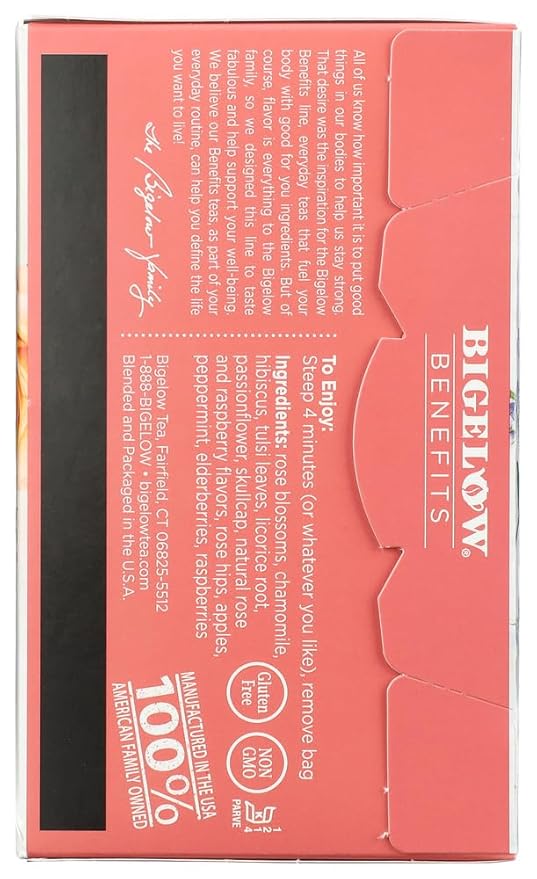 Bigelow RCB01027 Benefits Decaf Rose Mint Tea Bags, 18/Box - Bloomnest