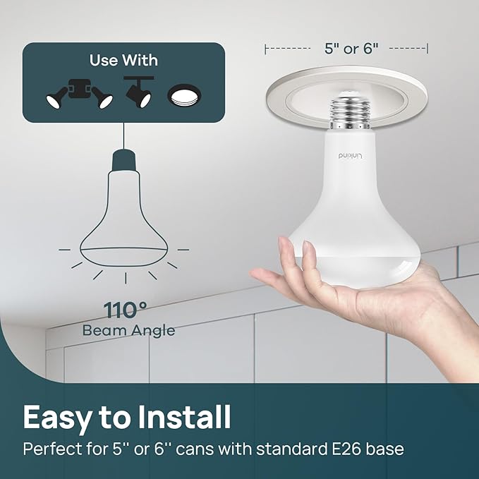Linkind BR30 LED Flood Light Bulbs Indoor, 65W Equivalent Dimmable LED Recessed Bulbs, 10W 850 Lumens, 5000K Daylight E26 Base, Recessed Can Light Bulb for Bedroom Dining Room Bathroom, 8 Packs - Bloomnest