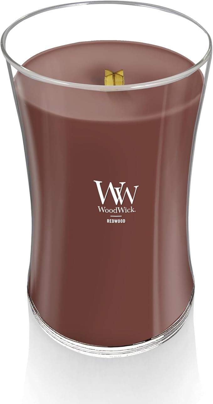 WoodWick Redwood Holiday Candle Gifts for Women and Men, 21.5 oz Large Hourglass Candle with Crackling Wick - Bloomnest