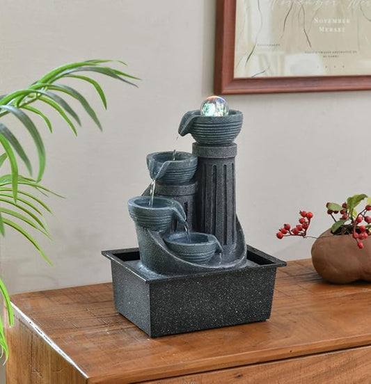 Tabletop Water Fountain, Waterfall Fountain with LED Lights Suitable for Office and House Decor House ，Warming Gifts New Home(2736) - Bloomnest