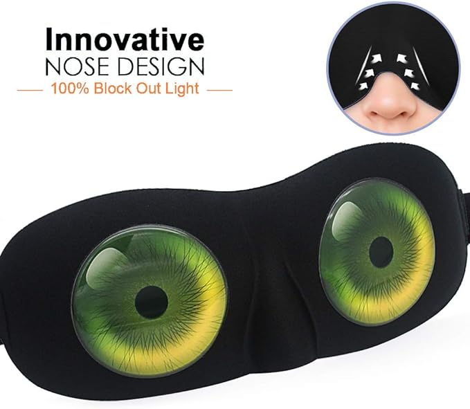 Tphon Eye Sleep Mask Funny Blindfold for Women Men Kid, Upgraded 3D Contoured 100% Blackout Sleeping Mask with Adjustable Strap, Soft Night Blindfold Eye Shades for Travel Naps Shift Works Games - Bloomnest