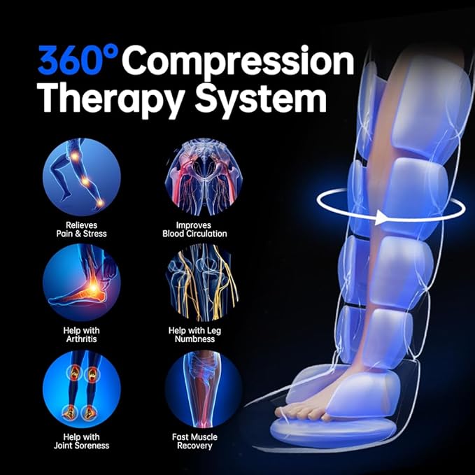 Air Compression Leg Massager for Circulation and Pain Relief FSA, Recovery Boots Sleeve for Fast Therapy, Cordless Leg Massager with Heat as Ideal Gifts for Men Women (Large,2-Pack) - Bloomnest