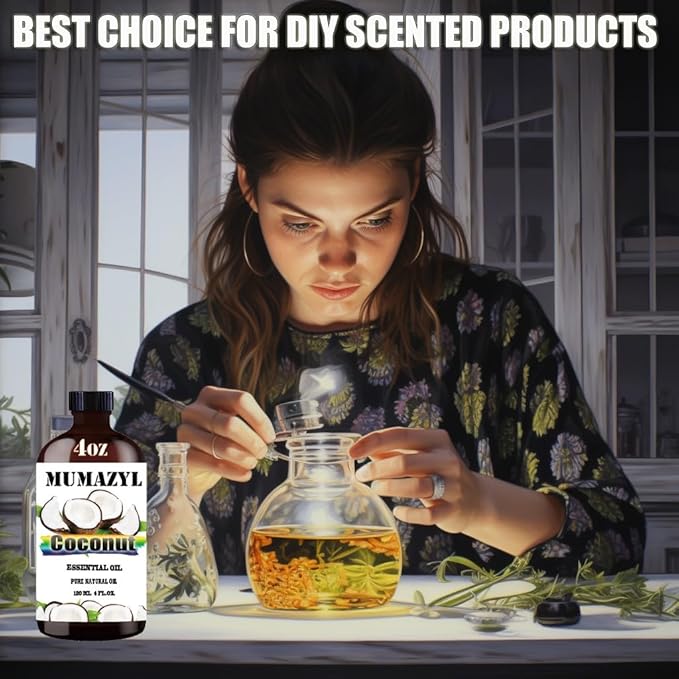 Coconut Essential Oil, Coconut Oil 4 Fl Oz 120ML for Diffuser Humidifier Yoga Cleaning DIY Candle Soap Making Essential Oils - Bloomnest